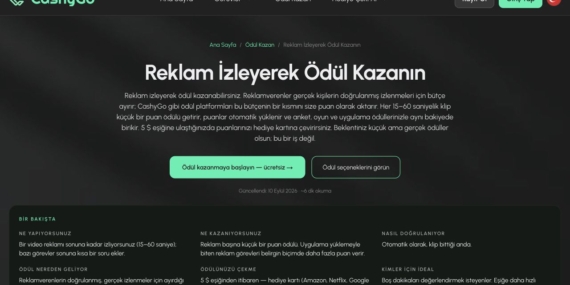 CashyGo’da Reklam İzleyerek Ödül Kazanmak: Dikkatin Karşılığı Puan
