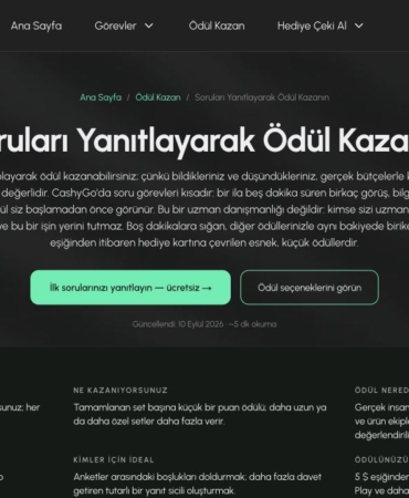 CashyGo kısa soru görevleri sayfası ekran görüntüsü