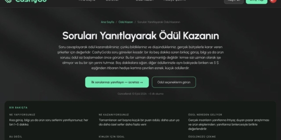 CashyGo’da Soruları Cevaplayarak Ödül Kazanmak: Kısa Görüşler, Anında Puan