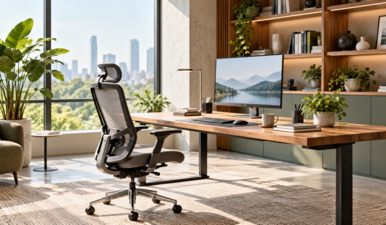 Modern ergonomik ofis çalışma alanı